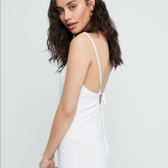 LA Hearts Tie Back Linen Shift Dress - Picture 3 of 7